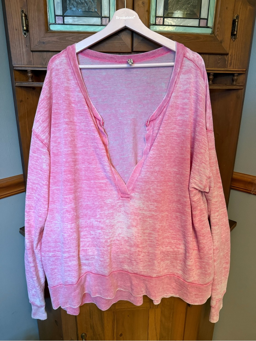 Pink Deep V Lightweight Pullover